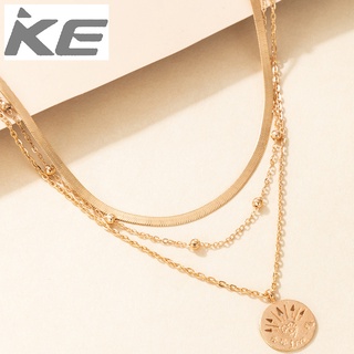 Three-alloy electroplating necklace Simple multi-snake bone chain disc necklace Geometric exag