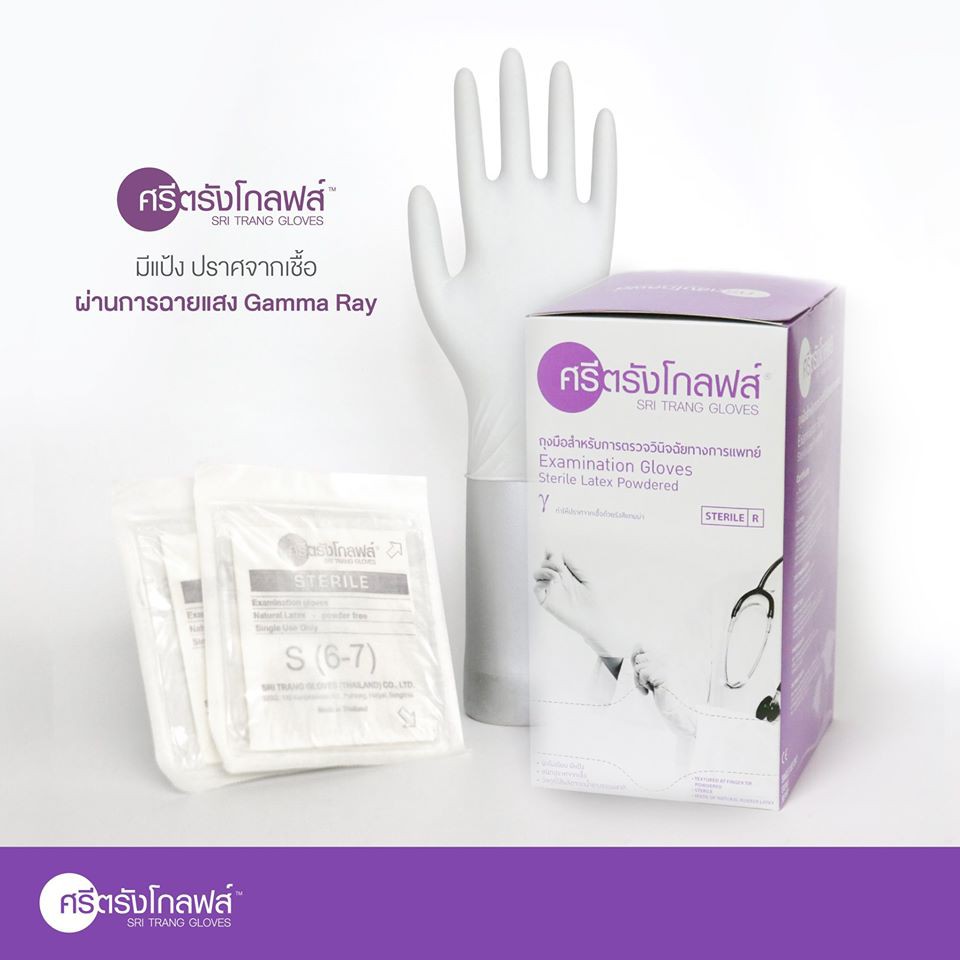 ถุงมือศรีตรัง ถุงมือสเตอร์ไรด์ ศรีตรังโกลฟส์ Sterile Latex Powdered 1กล่อง มี 50 คู่ | Shopee Thailand