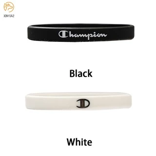 Champion สร้อยข้อมือยาง สร้อยข้อมือคู่ กำไลข้อมือซิลิโคน สไตล์กีฬา สีดำและสีขาว ลายตัวอักษร สำหรับผู้ชายและผู้หญิง