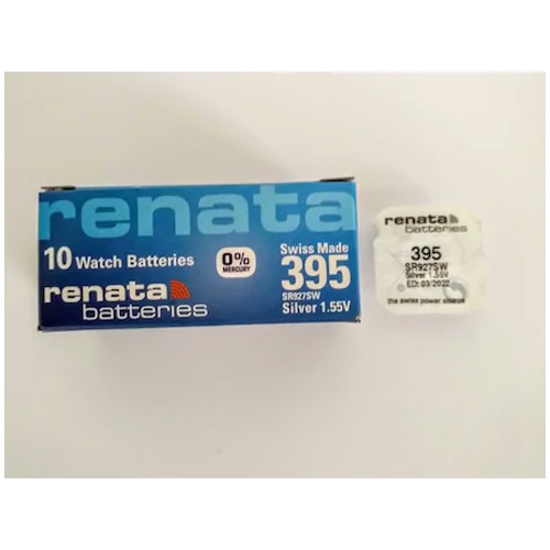 ถ่านกระดุม Renata 395 SR927SW 927 1.55V Swiss Made ของแท้ จำหน่ายยกกล่อง มี 10 เม็ด
