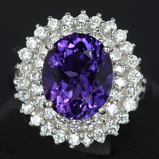 แหวนเงินแท้ 925 พลอยแอเมทิสต์ Amethyst น้ำหนัก 5.84 กะรัต สวยไฟดีค่ะ