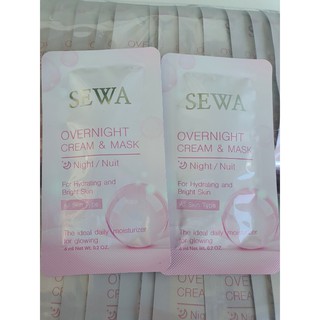 Sewa OverNight Cream&amp;Mask เซวา โอเวอร์ไนท์ ครีม แอนด์ มาส์ก [6 ml.]เซวาซองชมพู จำนวน 2 ซอง