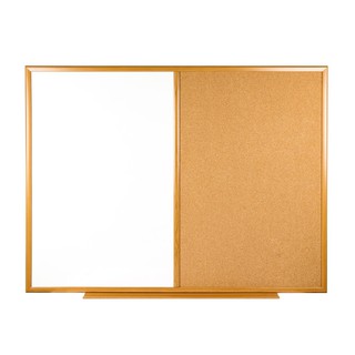 กระดานไวท์บอร์ด+บอร์ดไม้ก๊อกขอบไม้ 90x120 ซม. ONE White board + cork board, wood edge 90x120 cm. ONE