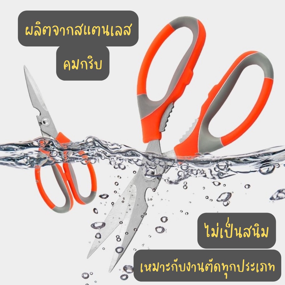 กรรไกรสแตนเลส 3IN1 ใช้งานอเนกประสงค์พร้อมที่เปิดขวดในตัว ราคา ถูกที่สุด ดีลบีเคเค แกลเลอรีภาพที่ 4