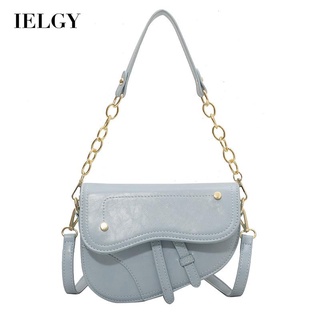 IELGY Womens Chain Saddle Bag Texture Simple Shoulder Messenger Bag