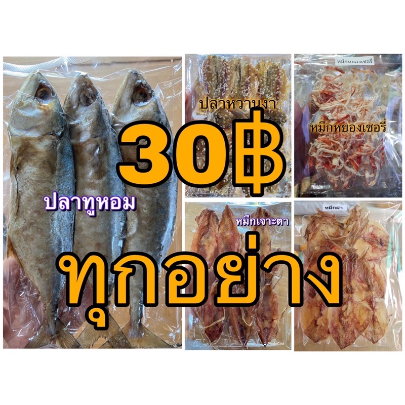 อาหารทะเลแห้ง ปลาทูหอม ปลาหวานงา ปลาหมึกแห้ง