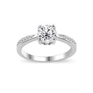 Silver thai Silver Prong Setting Clear CZ Ring แหวนเงินแท้ 925 ฝังเพชรสวิส (CZ)ตรงกลางและที่ตัวเรือนฝังเพรชczที่ตัวเรือน