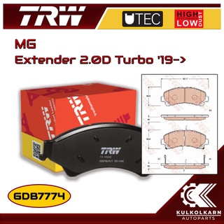 ผ้าเบรคหน้า TRW สำหรับ MG Extender 2.0D Turbo 19-&gt; (GDB7774)