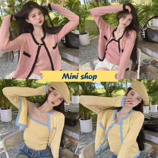 Mini shop🌸พร้อมส่ง🌸(80051) เสื้อสายเดี่ยว+เสื้อคลุมไหมพรม คุณหนูดูแพงกำลังมากคุ้มสุด