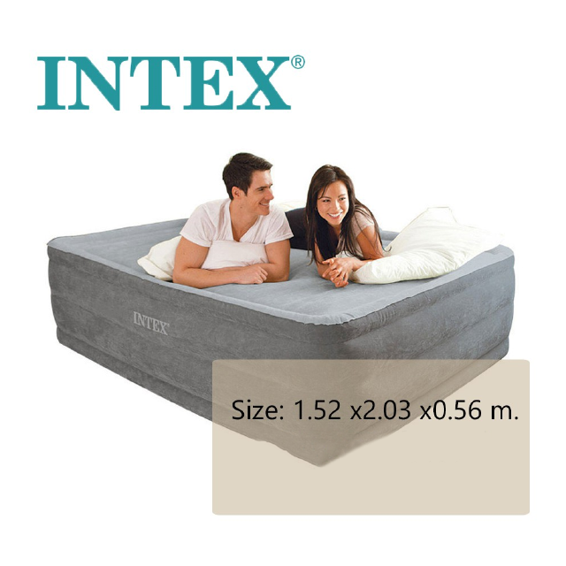 Intex ที่นอนเป่าลม 5 ฟุต (ควีนไซต์) ที่สูบลมไฟฟ้าในตัว - สีเทา รุ่น 64418 ของใหม่**ของแท้ **จัดส่งไว