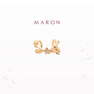 MARON - Feo Stars Hoop Cross Earcuff ชุบสี Beige Gold ต่างหูหนีบ พลอยเพทายสีขาว เงินแท้925