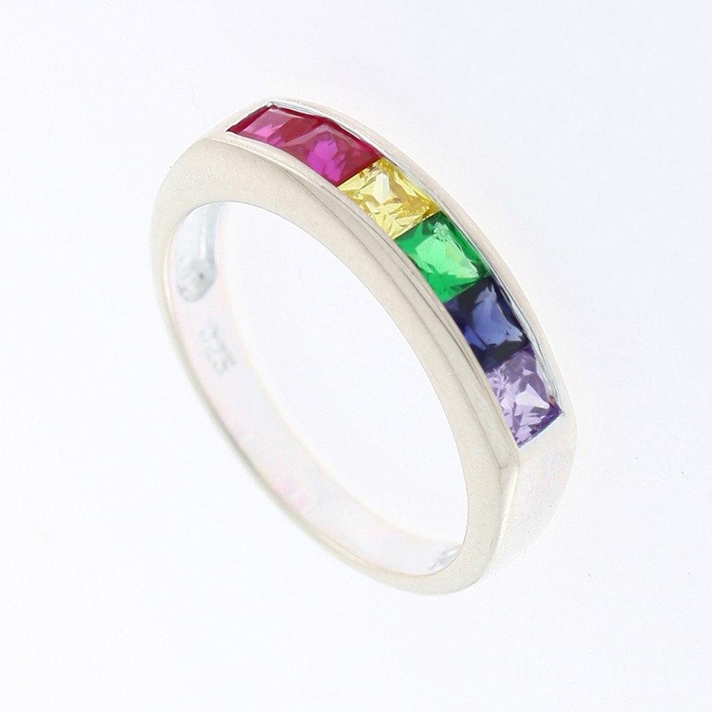 แหวนหลากสี SILVER MULTI COLOR CZ RING