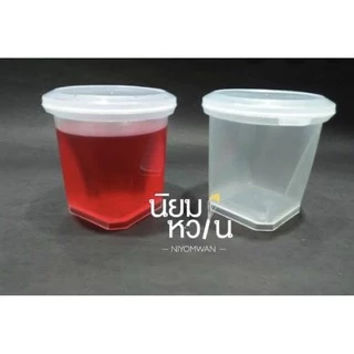 ถ้วยเต้าฮวยรุ่นใหม่ ทรงเหลี่ยม พร้อมฝาดำ,ฝาทอง,ฝาใส ถ้วย6ออนซ์(20ชุด/แถว)