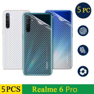 (5 ชิ้น) 3D คาร์บอนไฟเบอร์ปกหลังฟิล์มป้องกันสำหรับ OPPO A9 2020 A5 2020 Realme 6 Pro Realme 5 Pro Realme 5i Realme XT ป้องกันหน้าจอสติ๊กเกอร์ไม่แก้ว