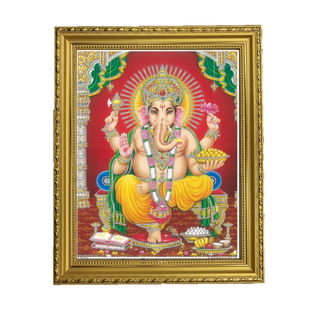 Satvik Lord พระพิฆเนศออกแบบกรอบรูปไม้ (7) สําหรับปูจา, สวดมนต์และตกแต่ง