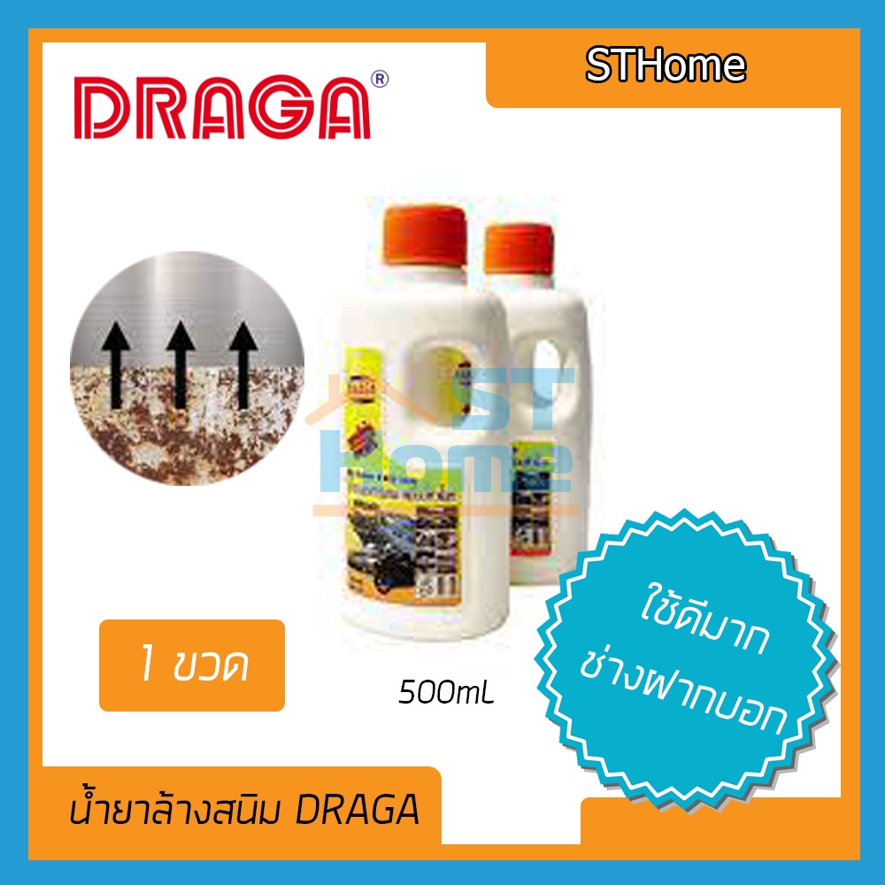 (ส่งทุกวัน) DRAGA น้ำยาล้างสนิม(เหล็ก พลาสติก โลหะ) น้ำยากัดสนิม เคลือบผิวโลหะ DRAGA สูตรเข้มข้น ขนาด 500ml