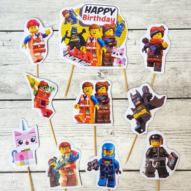 Lego Movie Cake Birthday Topper 1 ชุด มี 10 ชิ้น