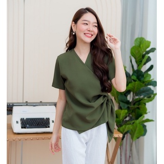 NEW!! เสื้อให้นม Drew Draped Blouse: Olive