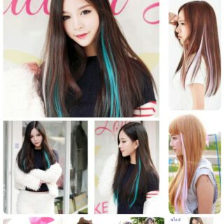 🌼ช่อไฮไลท์ติดผม สีพื้น​สีเดียว ลิ้งค์ที่ 1(ทักแชทสอบถามสีได้จ้า)