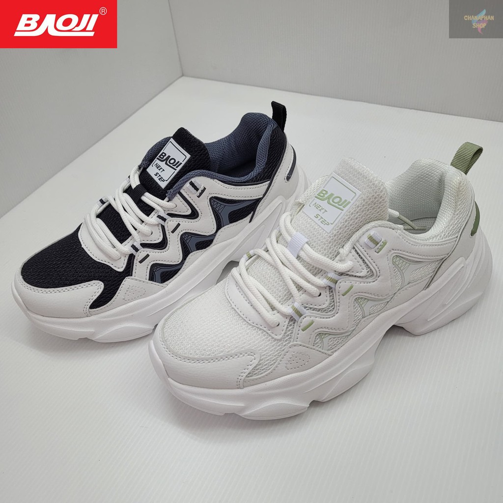 BAOJI ของแท้ 100% รองเท้าผ้าใบหญิง รองเท้าวิ่ง รุ่น BJW703 สีขาวดำ/สีขาวเขียว SIZE 37-41