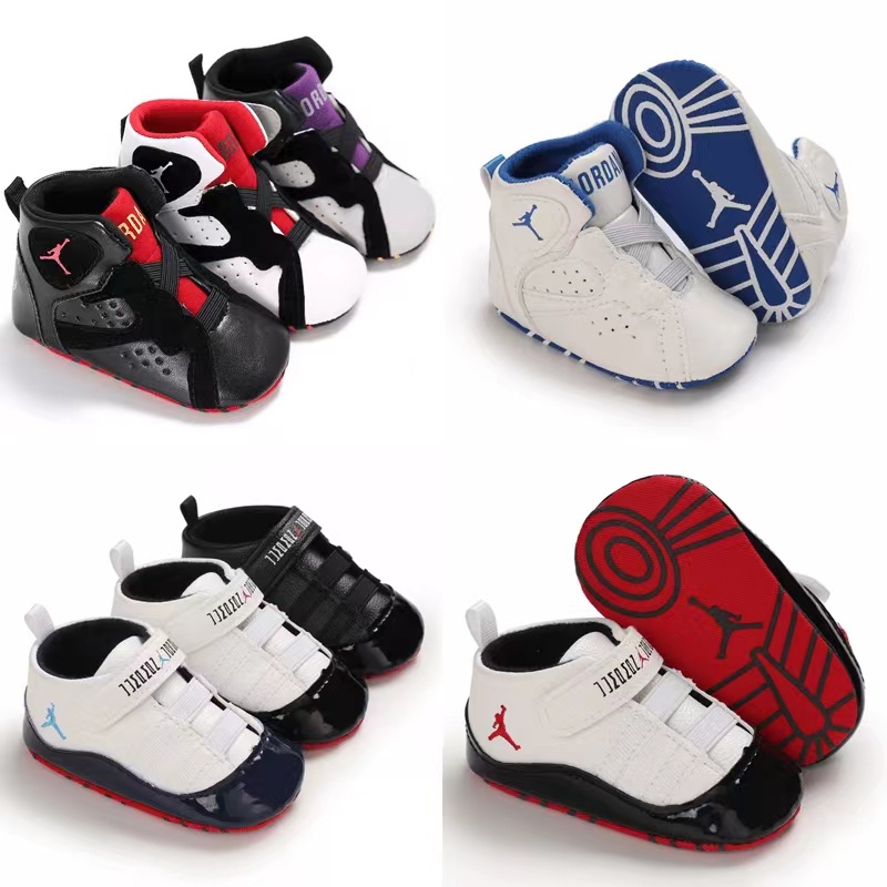 รองเท้าเด็กทารก Jordan บาสเกตบอลกีฬาเดิน AntiSlip ทารกแรกเกิด Walkers รองเท้าผ้าใบเด็กวัยหัดเดิน Christening