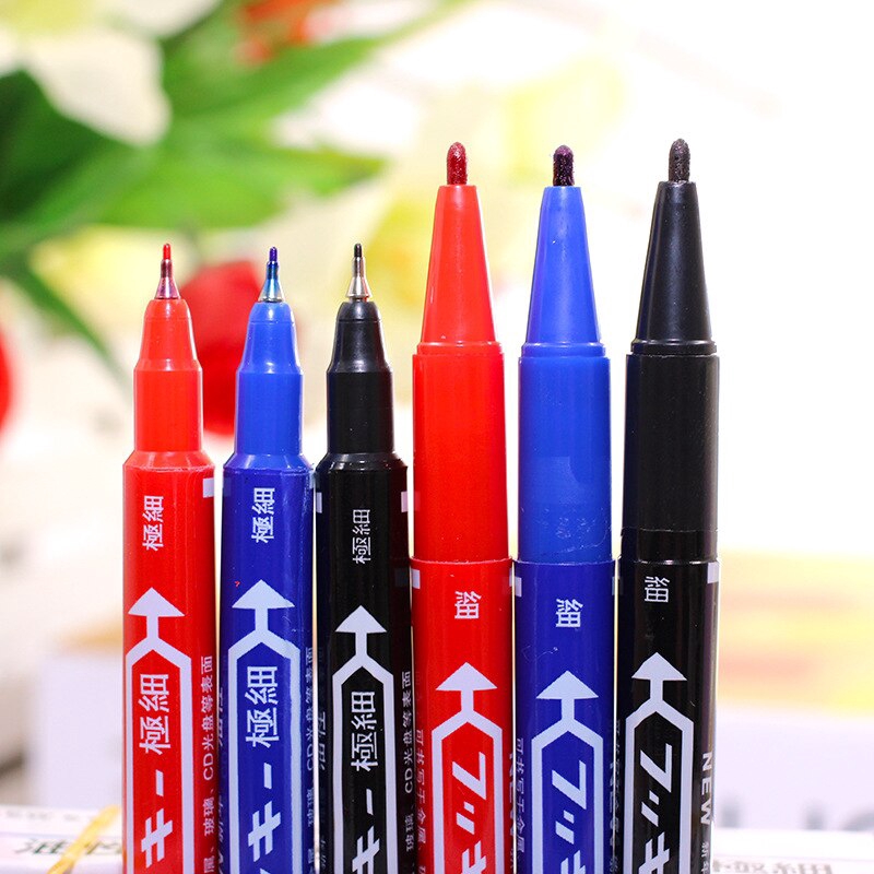 Twin Tip ปากกามาร์กเกอร์ถาวร Fine Point หมึกกันน้ํา Thin Nib Crude Nib หมึกสีดํา 0.5 มม.-2 มม. สีละเอียด ราคา ถูกที่สุด ดีลบีเคเค แกลเลอรีภาพที่ 4