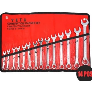 NP-107 [ลูกค้าใหม่1บาท] ชุดประแจแหวนข้างปากตาย YETO ขนาด 6-24mm 14ตัว/ชุด