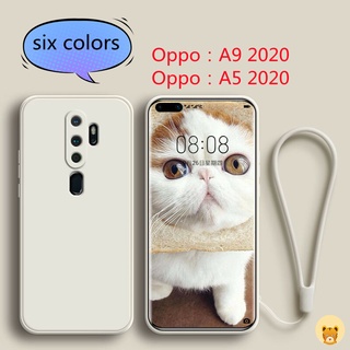 เคส Oppo A9 2020 เคส A5 2020 เคส ฟรีสายคล้อง + แฟชั่น เรียบง่าย TPU ซิลิโคน เคสโทรศัพท์ นิ่ม