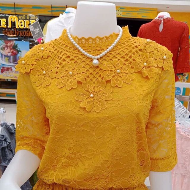 #เสื้อลูกไม้มีซับในตัวผ้านิ่มๆ#เสื้อใส่ทำบุญงานแต่งงานบวช#เสื้อแม่เจ้าสาวเจ้าบ่าว#