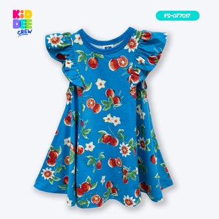 KiddeeCrew ชุดกระโปรงระบายแขน ลูกพิสสีฟ้า Blue ruffled sleeves skirt set เหมาะสำหรับอายุ 2-10 ปี