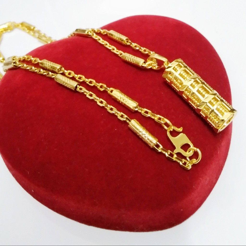 Pisa Tower กระบอกลูกคิดจี้ 24K Gold Plated สร้อยคอ