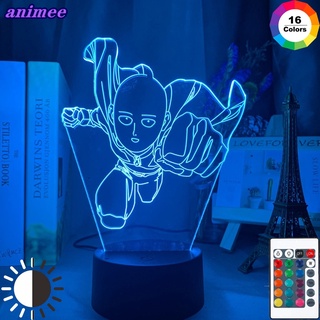 โคมไฟกลางคืน LED รูปมังงะ One Punch Man Saitama 3D สําหรับตกแต่งบ้าน