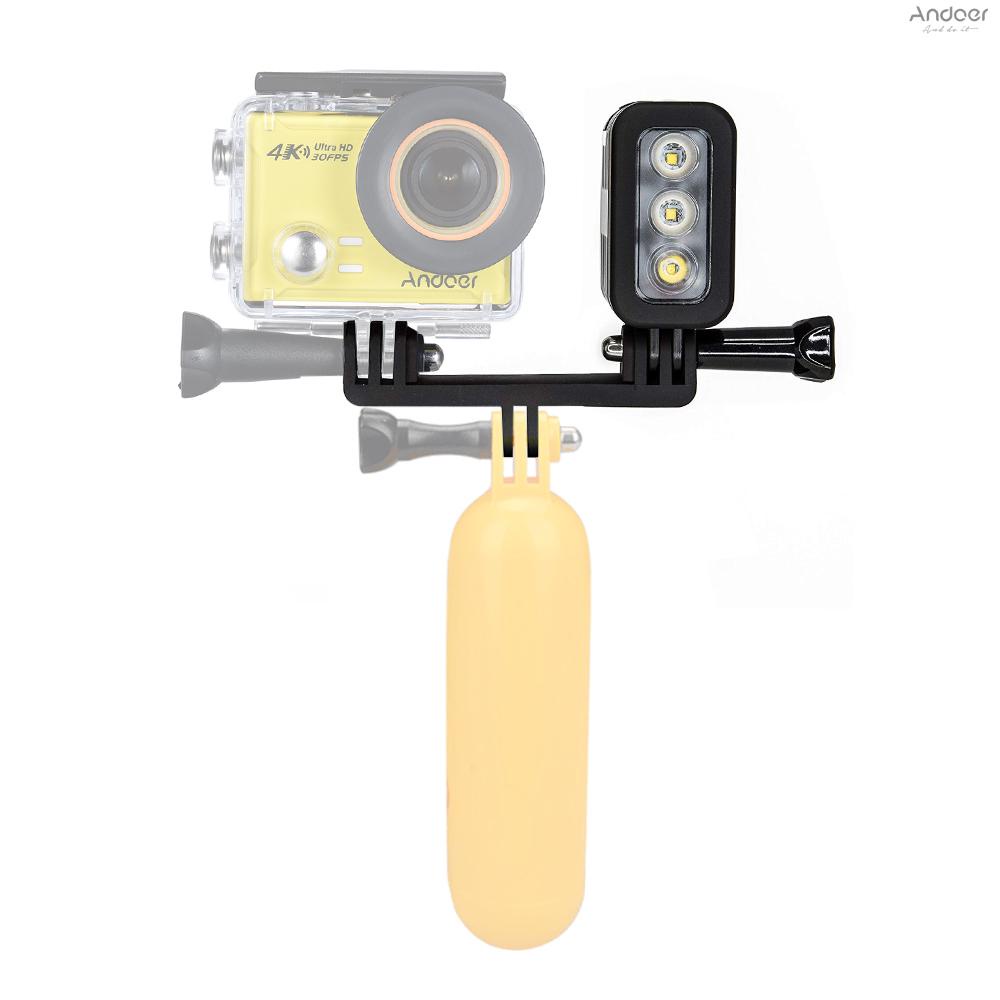 ไฟ LED กันน้ํา 5500-6000K 300Lux ใต้น้ํา มุมกว้าง 30 ม. ชาร์จ Micro USB สําหรับ GoPro Hero 7 6 5 4 3+ 3 Session และกล้องแอคชั่นอื่นๆ