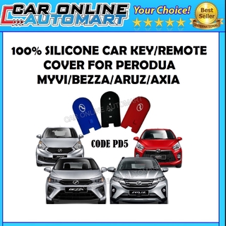 Perodua BEZZA/ARUZ/MYVI/AXIA เคสรีโมตกุญแจรถยนต์ ซิลิโคน 100% กันน้ํา ทนทาน รหัส:Pd5 4 ปุ่ม