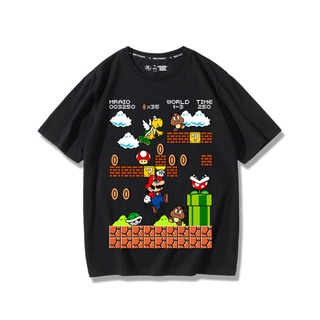 เสื้อยืดโอเวอร์ไซส์Mary เสื้อยืด Mario Games รอบข้อต่อเสื้อผ้าญี่ปุ่น Retro Nostalgic หลวมผ้าฝ้ายแขนสั้นผู้ชายS-4XL