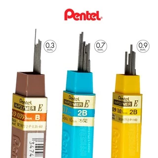 ไส้ดินสอ ไส้ดินสอกด Pentel 0.3 mm. / 0.7 mm / 0.9 mm. Hi-Polymer E Lead Refil สำหรับ ดินสอกด 0.3 /0.7/0.9