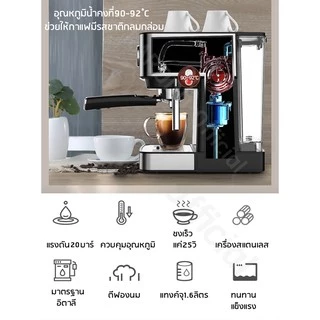 SKG เครื่องชงกาแฟสด 1050W 1.6ลิตร รุ่น SK-1206/1207 สีดำ แถมเครื่องบดกาแฟ
