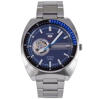 SEIKO SPORTS 5 SEMI SKELETON Automatic สีเงิน/สีฟ้า/สีดำ รุ่น SSA327K1