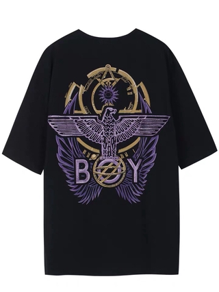 ราคาต่ำสุด!!BOY ผู้ชายและผู้หญิงแฟชั่นลำลองเสื้อยืดแขนสั้นS-3XL