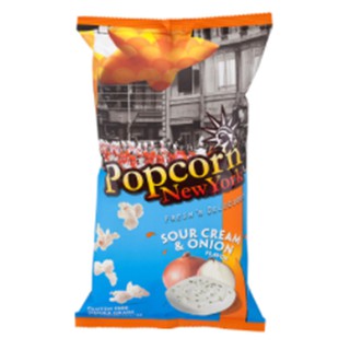 Popcorn New York Sour Cream and Onion Flavor 60g.ป๊อปคอร์นนิวยอร์กข้าวโพดคั่วรสซาวครีมและหัวหอม 60กรัม ขนมขบเคี้ยว