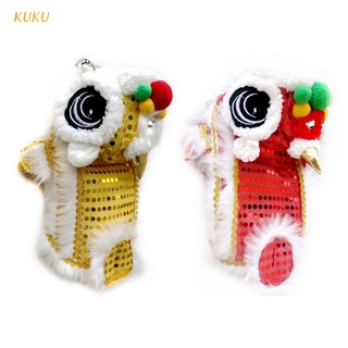 [KUKU] Cute Dance Lion Pet Costume with Red Sequins New Year Cat Dog Clothes Supplies