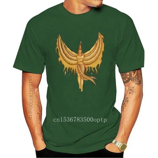 ผ้าฝ้ายคอกลมขายดี เสื้อยืด พิมพ์ลายการ์ตูนฟินิกซ์ Isis Goddess Egypt With Wings Of Phoenix สีดํา คุณภาพดี สําหรับผู้ชาย