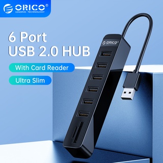 Orico อะแดปเตอร์ฮับ USB 2.0 HUB 4 6 พอร์ต บางพิเศษ USB Splitter Multi SD TF การ์ดรีดเดอร์ OTG ขยาย สําหรับคอมพิวเตอร์ PC อุปกรณ์เสริม