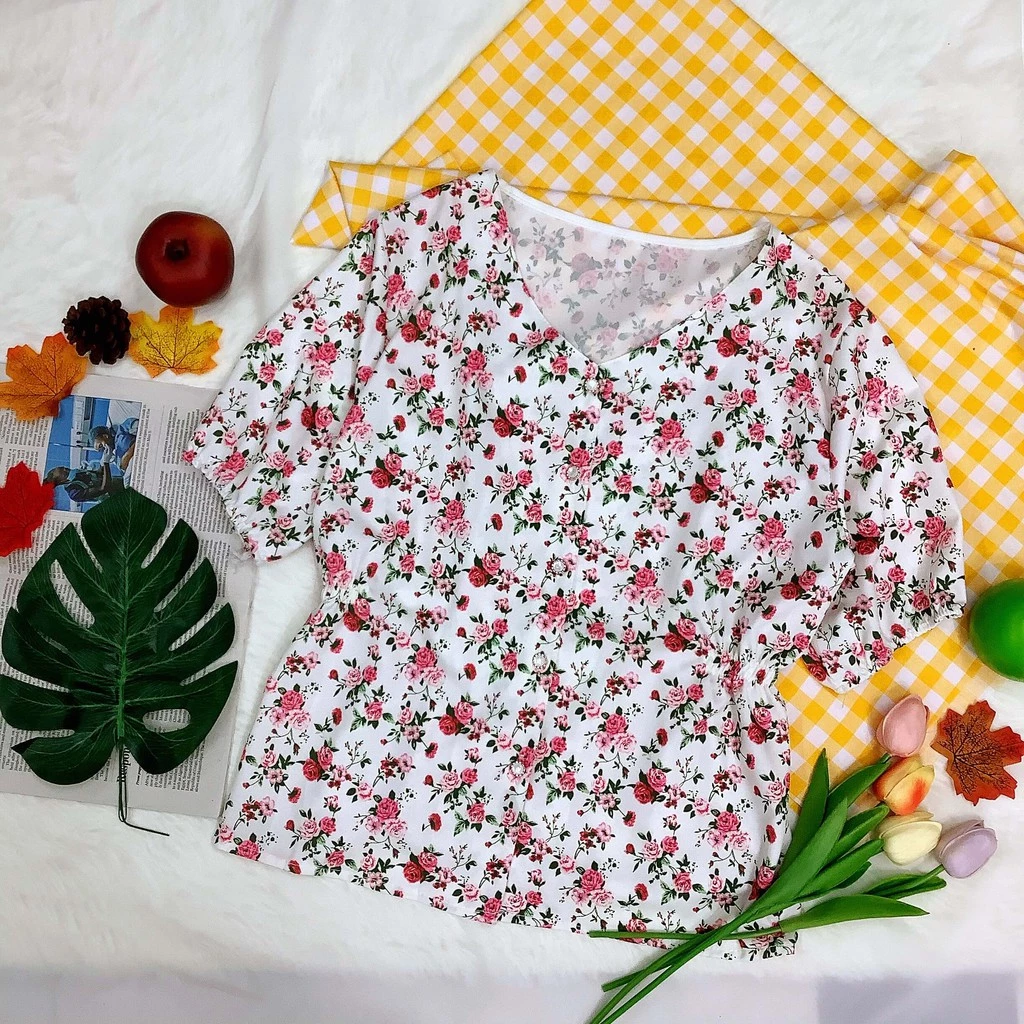 เสื้อเชิ้ตผญ เเฟชั่นเกาหลี เเขนสั้นผญ เเฟชั่นผญ เสื้อลายดอก227# thumbnail 3