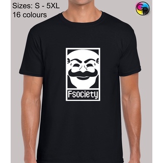 F Society Mr Robot Action TV Show แรงบันดาลใจแปลกใหม่เสื้อยืดฟิตปกติสําหรับผู้ชาย &gt;im