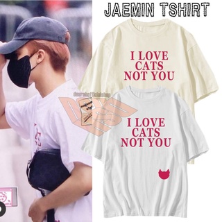 MERAH Korean jaemin nct i love CATS T-Shirt (Red Writing)