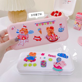 กล่องเครื่องเขียน กล่องดินสอปากกา สีพาสเทล แบ่งช่อง สไตล์เกาหลี น่ารัก พร้อมส่ง