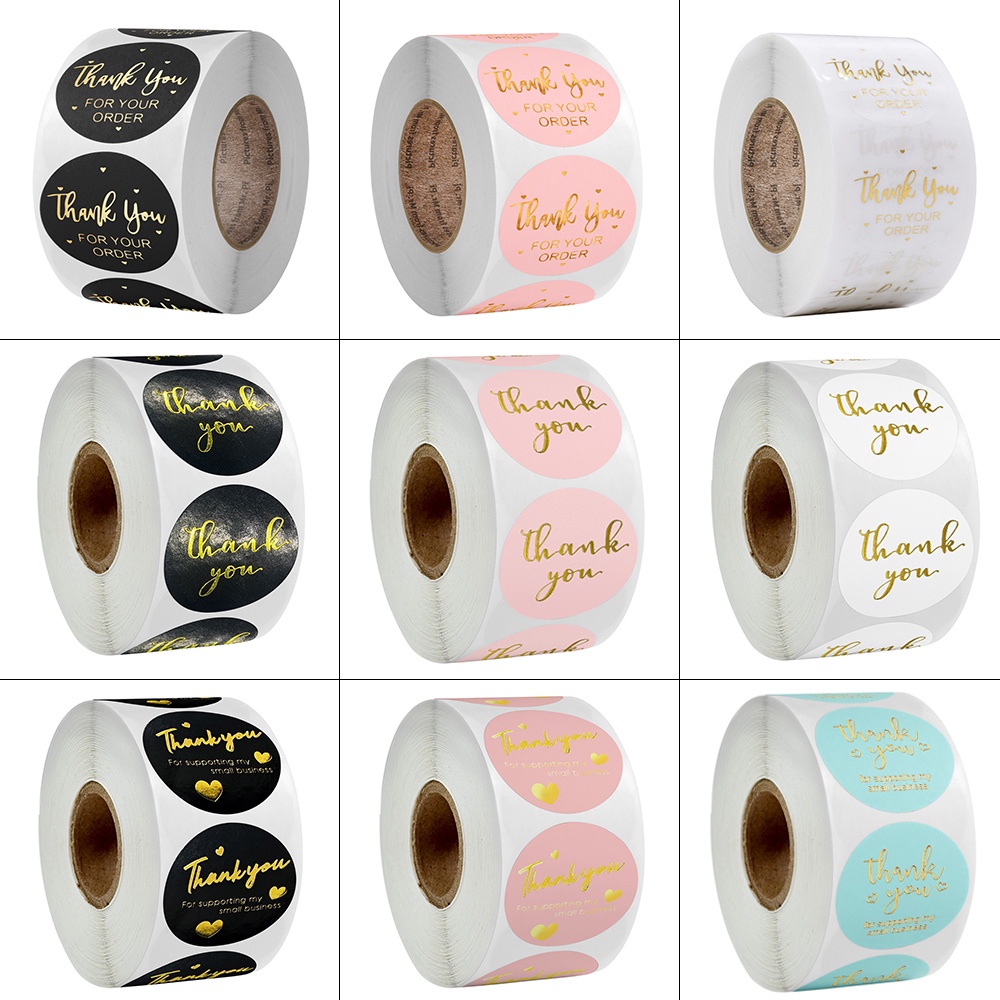 สติกเกอร์ฟอยล์ Thank You For Your Order ขนาดเล็ก สําหรับติดตกแต่งซองจดหมาย บรรจุภัณฑ์ 500 ชิ้น ต่อม้วน
