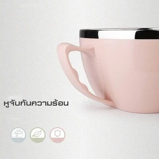 ชามสแตนเลส ชามต้มบะหมี่ ชามมาม่า ถ้วย ถ้วยมาม่า ชามใส่อาหาร ชามมีหูจับกันความร้อน ถ้วยแบบมีหูจับ ทนทาน#C112