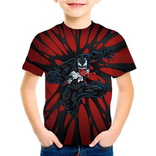 เสื้อยืดลําลอง พิมพ์ลาย Venom Marvel 3 มิติ เหมาะกับฤดูร้อน สไตล์ฮาราจูกุ สําหรับเด็กผู้ชาย และเด็กผู้หญิง